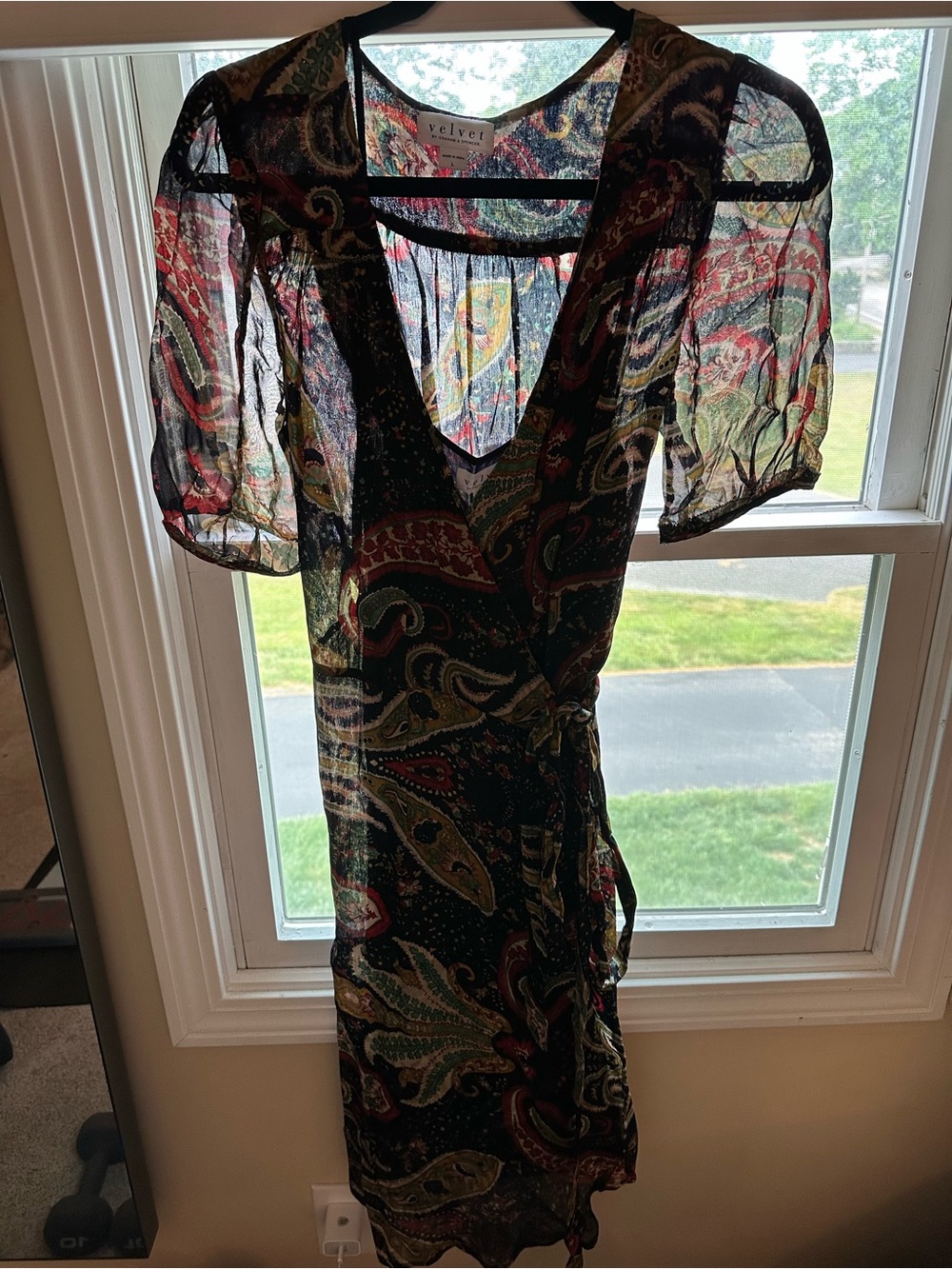 Velvet by Graham & Spencer Black Paisley V-Neck Wrap Dress
